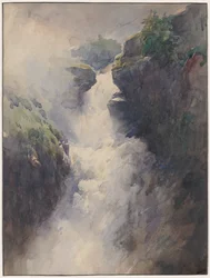 Una cascada en las montañas