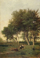 Paisaje con dos niños cargando leña, 1894
