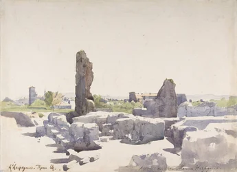 Vista del Coliseo desde la Basílica de Domiciano y el Palacio Flavio, Roma, 1864
