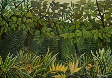 Dos leones al acecho en la jungla, 1909-1910
