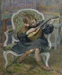 Niña tocando una mandolina