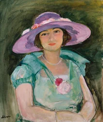 Retrato de Marthe Lebasque con un sombrero púrpura, 1925-26