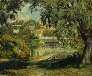Pueblo en la Orilla del Río; Village au Bord de la Riviere, c.1900