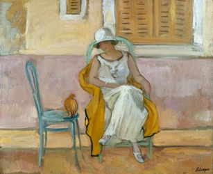 Mujer con vestido blanco, ca. 1923
