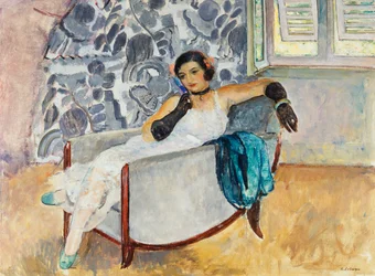 Mujer con guantes negros, hacia 1930