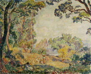Mujeres y niñas en el campo, 1906