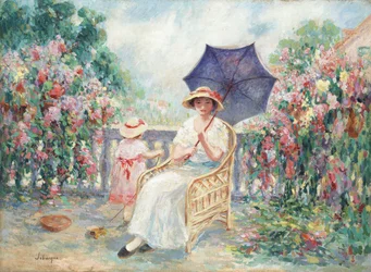 Niña y niño en una terraza, 1914-15