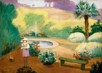 Joven cerca de la fuente