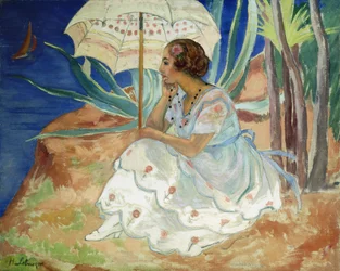 Joven con una Sombrilla, Saint Maxime; Jeune Fille à l