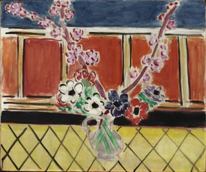 Anémonas y flores de melocotón