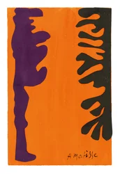 Arabescos negros y violetas sobre fondo naranja