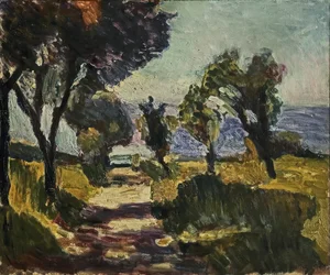 Paisaje corso con olivos
