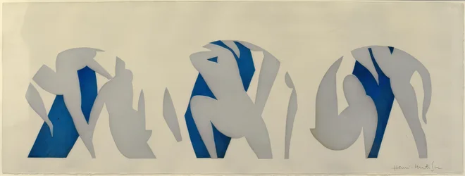 El baile, gris, azul, blanco