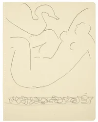 Estudio (Leda y el cisne) (lápiz Conté negro sobre papel)