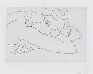 Cabeza y brazos de desnudo reclinado (aguafuerte)