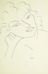 Cabeza de mujer joven (pluma y tinta negra sobre papel)