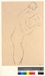 La lectura, desnudo de perfil