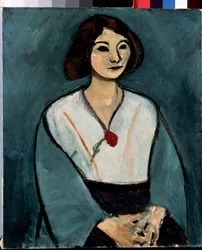 Dama de verde (Mujer con clavel rojo)