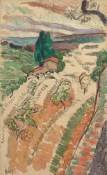Paisaje, St. Tropez, c. 1904 (óleo sobre lápiz sobre tabla)