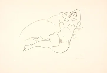 Modelo femenina desnuda reclinada