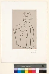 Desnudo sentado, espalda vista de tres cuartos