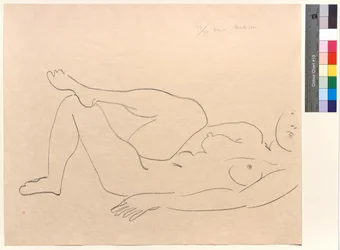 Desnudo reclinado con rostro incompleto: estudio de piernas