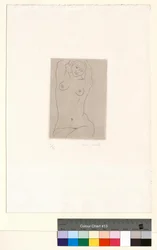 Desnudo, los brazos sobre la cabeza