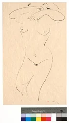 Desnudo recostado, los brazos ocultando los ojos