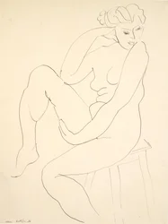 Desnudo sentado en un taburete