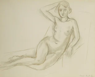 Desnudo sentado en una silla reclinable; Nu Assis sur une Chaise Longue