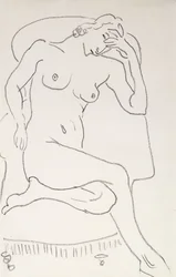 Mujer desnuda en un sillón, c.1922-24 (lápiz sobre papel)