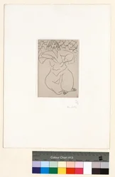 Oriental sentada, velo sobre la cabeza