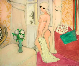 Desnudo rosa o Joven con jarrón de flores, c.1920 (óleo sobre lienzo)