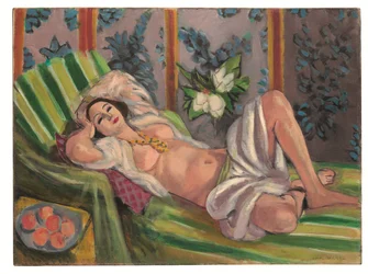 Odalisca reclinada con magnolias
