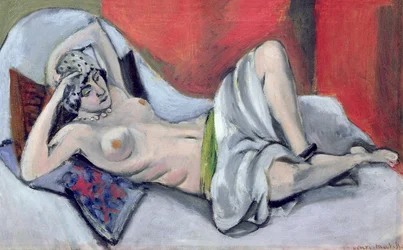 Desnudo recostado con drapeado, c.1923-24 (óleo sobre lienzo)