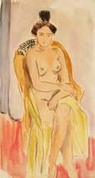 Desnudo femenino sentado, c.1919-1921 (óleo sobre lienzo)