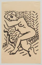 Desnudo sentado [Pequeña xilografía clara]