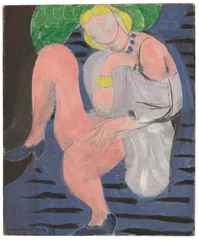 Desnudo sentado, fondo azul