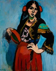 Mujer española con pandereta
