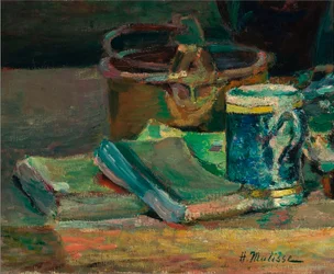 Bodegón con libros, c.1895 (óleo sobre lienzo)