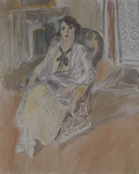 Mujer sentada en un sillón, c.1922 (óleo sobre lienzo)