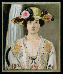 Mujer con sombrero, c.1920 (óleo sobre lienzo)
