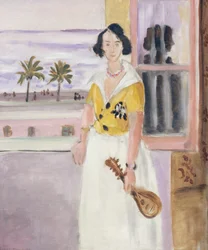Mujer con mandolina, c.1921-22 (óleo sobre lienzo)
