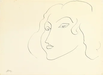 Cabeza de mujer (pluma y tinta sobre papel)