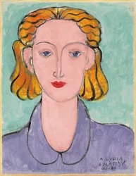 Mujer joven con blusa azul (Retrato de L.N. Delektorskaya)