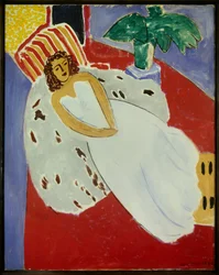 jeune fille en blanc fond rouge 1946 (óleo sobre lienzo)