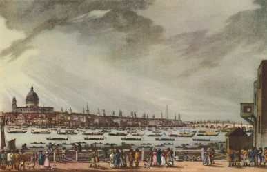 Procesión fúnebre de Lord Nelson por agua desde el Hospital de Greenwich hasta Whitehall, 9 de enero de 1806