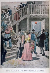 Arresto de prostitutas en un hotel parisino, 1895