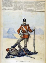 Dibujo humorístico sobre el imperialismo inglés en Egipto - en “Le Petit Journal” del 11/02/1893