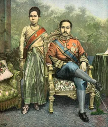 Retrato del rey Rama 5 y la reina Savang Vadhana